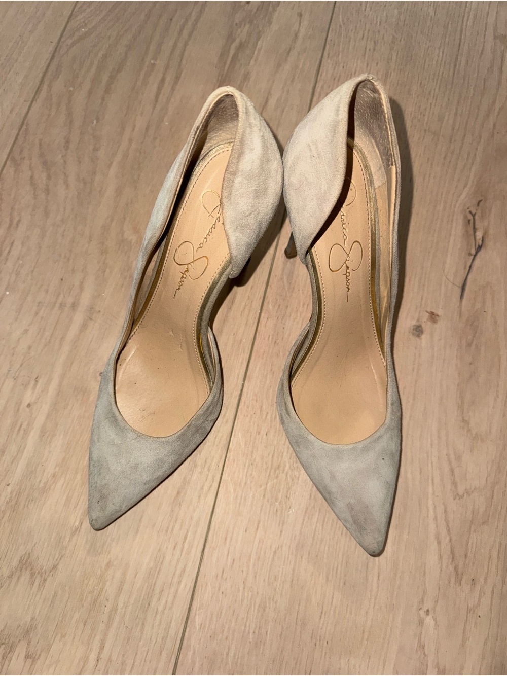 Jessica Simpson Taupe D'Orsay Pointed-Toe Pumps